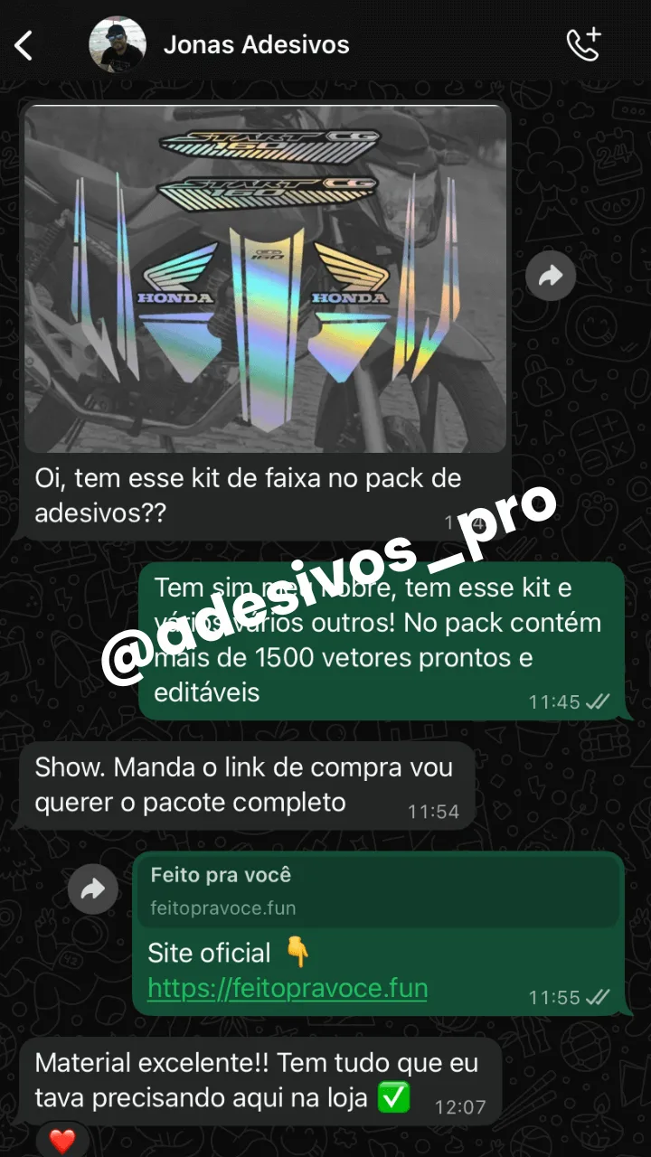 Depoimento do cliente Jonas no WhatsApp